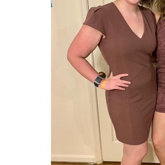 Express dress, purple/mauve with short sleeve. Polyester & Spandex. Fits size 12 - Picture 1 of 7